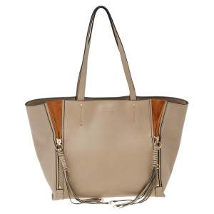 Chloe Grey/Brown Leather And Suede Medium Milo Tote
