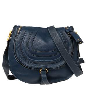 Chloe Blue Leather Medium Marcie Crossbody Bag
