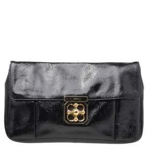 Pre Owned Chloe Black Patent Leather Elsie Clutch