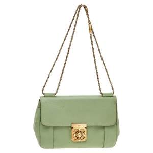 Pre Owned Chloe Green Leather Medium Elsie Shoulder Bag