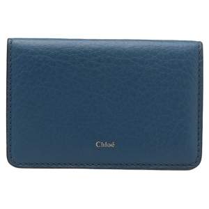 Pre Owned Chloe Navy Blue Leather Card Case