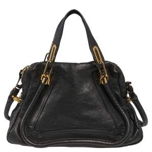 Pre Owned Chloe Black Leather Medium Paraty Shoulder Bag