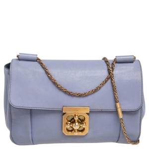 Pre Owned Chloe Lavender Leather Medium Elsie Shoulder Bag