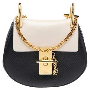 Pre Owned Chloe Black/Vanilla Leather Nano Drew Shoulder Bag