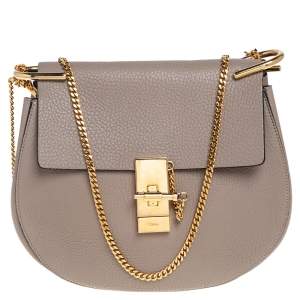 Pre Owned Chloe Grey Leather Medium Drew Shoulder Bag