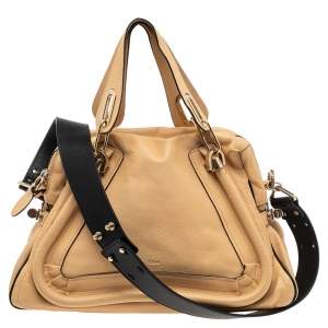 Pre Owned Chloe Beige Leather Medium Paraty Handbag