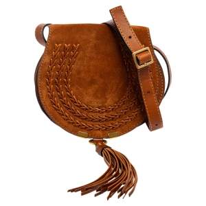 Pre Owned Chloe Brown Suede and Leather Mini Marcie Shoulder Bag
