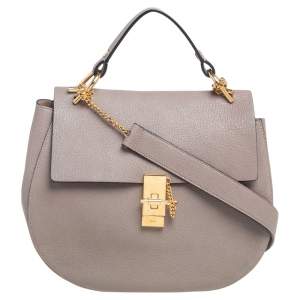 Pre Owned Chloe Grey Leather Large Drew Shoulder Bag