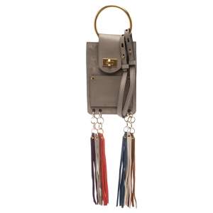 Pre Owned Chloe Beige Suede and Leather Mini Jane Bracelet Bag