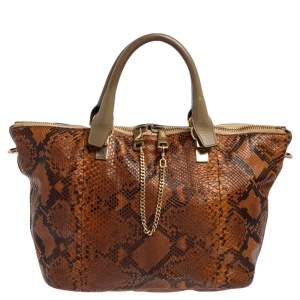 Chloe Brown Python and Leather Baylee Tote