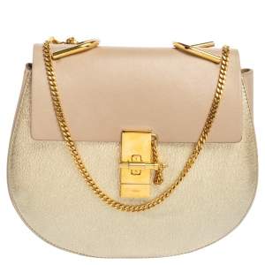 Pre Owned Chloe Pink/Gold Leather Medium Drew Shoulder Bag
