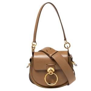 Pre Owned Chloe Brown Leather and Suede Small Tess Shoulder Bag
