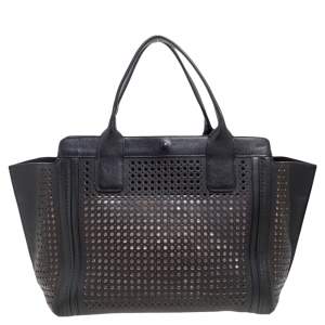 Chloe Black Perforated Leather Small Alison East/West Tote 