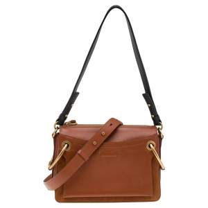Pre Owned Chloe Brown Leather And Suede Roy Shoulder Bag