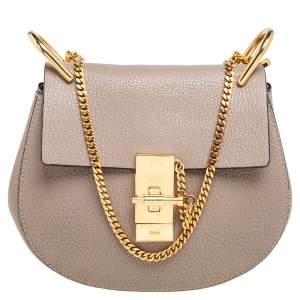 Pre Owned Chloe Grey Leather Small Drew Shoulder Bag