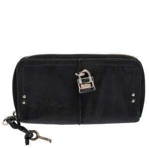 Chloe Black Leather Zip Around Paddington Wallet