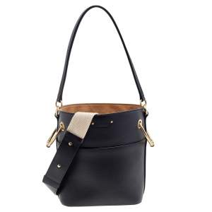 Pre Owned Chloe Black Leather Small Roy Bucket Bag 