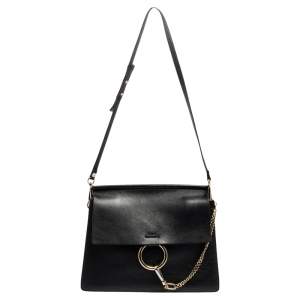 Chloé Black Leather Medium Faye Shoulder Bag
