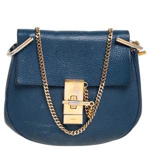 Chloe Navy Blue Leather Drew Shoulder Bag