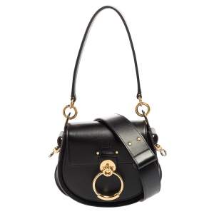 Pre Owned Chloe Black Leather and Suede Small Tess Shoulder Bag