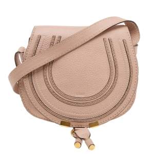 Pre Owned Chloe Pale Pink Leather Mini Marcie Crossbody Bag