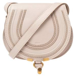 Pre Owned Chloe Beige Leather Mini Marcie Crossbody Bag