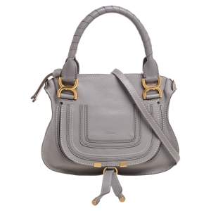Pre Owned Chloe Grey Leather Medium Marcie Shoulder Bag