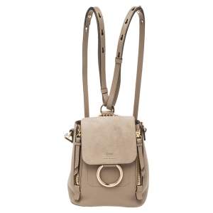 Chloe Taupe Leather and Suede Mini Faye Daye Backpack