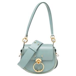 Pre Owned Chloe Blue Leather and Suede Small Tess Shoulder Bag