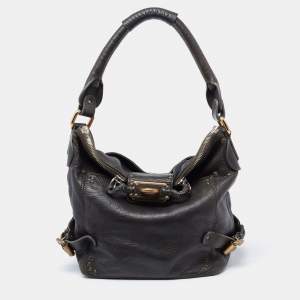 Pre Owned Chloe Dark Grey Leather Paddington Hobo