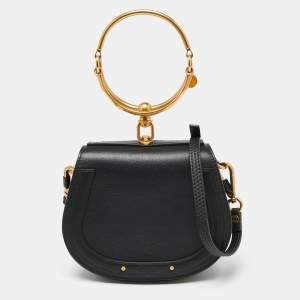 Pre Owned Chloé Black Leather and Suede Small Nile Bracelet Shoulder Bag
