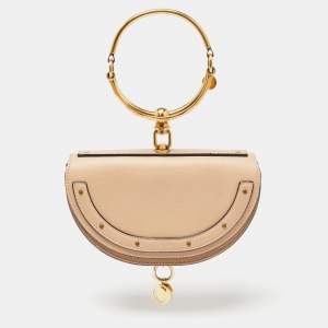 Pre Owned Chloe Beige Leather Small Nile Bracelet Minaudiere Crossbody Bag
