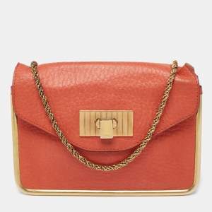 Chloe Burnt Orange Leather Small Sally Shoulder Bag