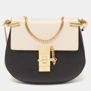 Pre Owned Chloe Black/Beige Leather Small Drew Shoulder Bag