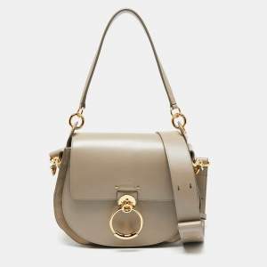Pre Owned Chloe Grey Leather and Suede Tess Shoulder Bag