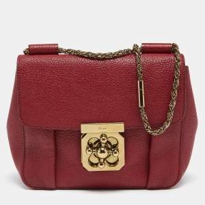 Pre Owned Chloé Red Leather Small Elsie Shoulder Bag