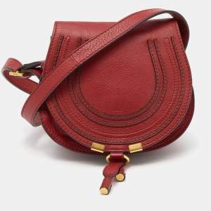 Pre Owned Chloe Red Leather Mini Marcie Crossbody Bag