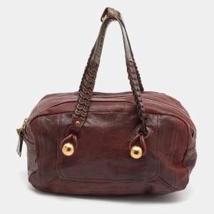 Pre Owned Chloe Burgundy/Green Patent and Leather Satchel