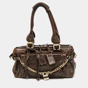 Pre Owned Chloe Brown Shimmer Leather Paddington Capsule Satchel