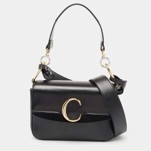 Pre Owned Chloe Black Leather C Top Handle Bag