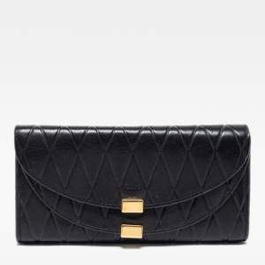 Chloe Black Quilted Leather Georgia Continental Wallet
