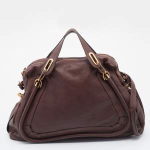 Pre Owned Chloe Dark Brown Leather Large Paraty Satchel