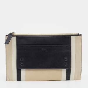 Chloe Multicolor Leather Top Zip Clutch