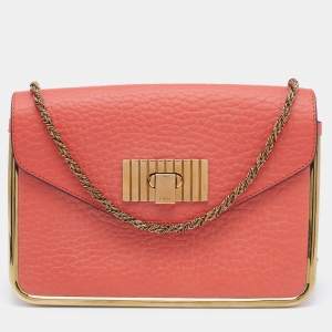 Pre Owned Chloe Orange Leather Sally Shoulder Bag