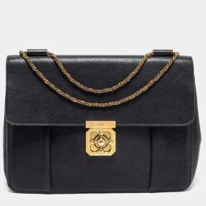 Pre Owned Chloe Black Leather Large Elsie Shoulder Bag