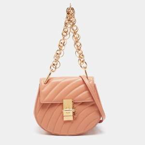 Pre Owned Chloe Beige Quilted Leather Drew Shoulder Bag