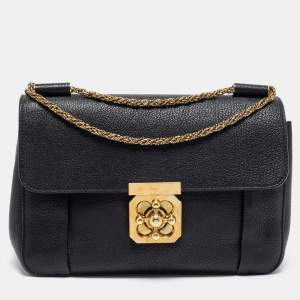 Pre Owned Chloe Black Leather Medium Elsie Shoulder Bag