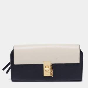 Pre Owned Chloe Black/Beige Leather Drew Continental Wallet