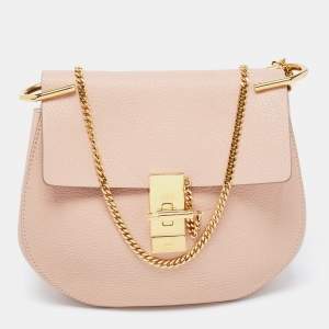 Pre Owned Chloe Beige/Pink Leather Small Drew Shoulder Bag