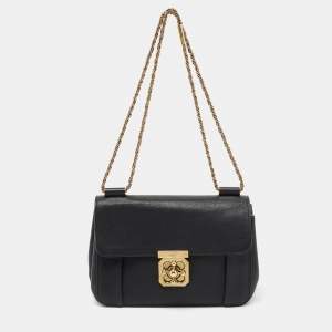 Pre Owned Chloé Black Leather Medium Elsie Shoulder Bag